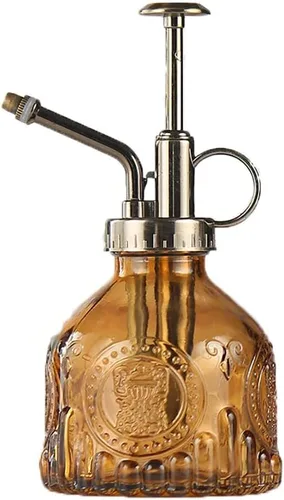 Mister de plantas en vidrio de 6.8 fl oz, botella pequeña con bomba superior de plástico, rociador decorativo de niebla fina, regadera pequeña,
