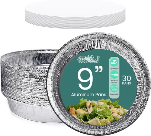 Miniatura 10 de Sartenes redondos de aluminio con tapas (paquete de 30) – Sartenes desechables de 7 pulgadas – Papel de aluminio redondo para hornear, asar