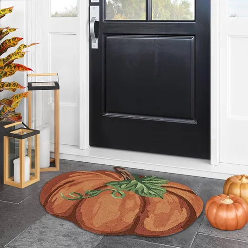 Miniatura 4 de Alfombra de calabaza de otoño, 31 x 22 pulgadas, antideslizante, lavable, tapete de bienvenida, bonito tapete de Halloween, Acción de Gracias