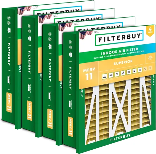 Miniatura 22 de Filterbuy Filtro de aire MERV 11 de 10 x 17 x 2 pulgadas Defensa Superior contra Mascotas y Alergias (paquete de 4), filtros exteriores plisados
