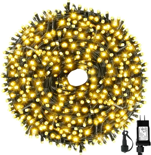 Miniatura 10 de MZD8391 300 luces LED rojas y verdes de 105 pies, luces de Navidad para interiores y exteriores, luces de árbol de Navidad, decoraciones de fiesta