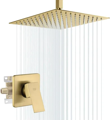 Miniatura 16 de Conjunto de llave de regadera color negro mate, sistema de regadera de lluvia para baño con cabezal de regadera de metal de acero inoxidable, kit