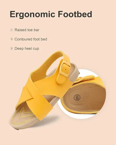 Miniatura 6 de Cubufly Sandalias para niños con tiras cruzadas y puntera abierta, zapatos de verano para uso en interiores y exteriores, para niños pequeños