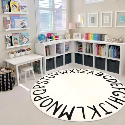 Miniatura 12 de LIVEBOX ABC Play Room - Alfombra redonda para niños, alfombra grande y colorida para guardería, alfombra de área de arcoíris para aula, alfombras