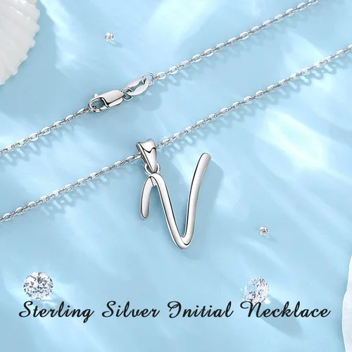 Miniatura 197 de EUDORA Collares de plata esterlina con inicial para mujer, regalos clásicos de 26 letras sin cuello para niñas, hermana, madre hija, cadena de 18