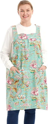 Miniatura 19 de Delantales sin lazos para mujer, talla grande, con bolsillos, de algodón, lino, para hornear, cocina, cocina
