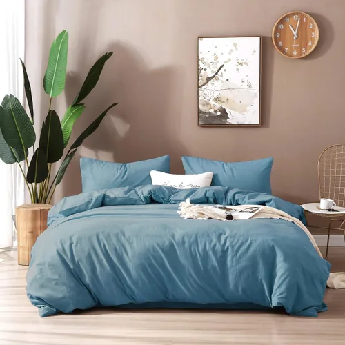 Miniatura 25 de F.Y.Dreams - Funda de edredón de 100 % algodón lavado para manta con peso, 60 x 80 pulgadas, con 8 lazos y cierre en el lado largo, diseño de 100%