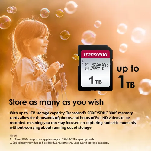 Miniatura 3 de Transcend SDC300S Tarjeta SD SDXC de 128 GB, compatible con cámaras DSLR, cámaras digitales, cámaras de rastro, videocámara, hasta 100 MB/s, UHS-I