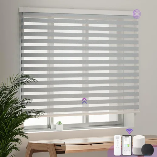 Miniatura 11 de Persianas motorizadas de cebra para ventana: Astomi - Persiana enrollable sin cordón con control remoto, persianas inteligentes funciona con Google