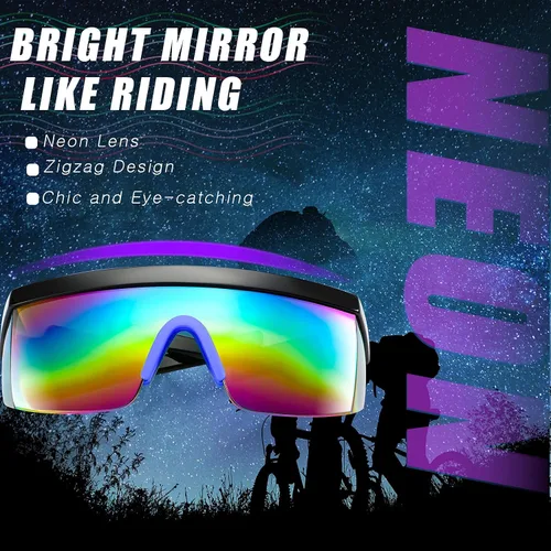 Miniatura 6 de 3 pares de gafas de sol retro semi sin montura de los años 80 y 90 con zigzag lentes transparentes de color arcoíris para hombres y mujeres