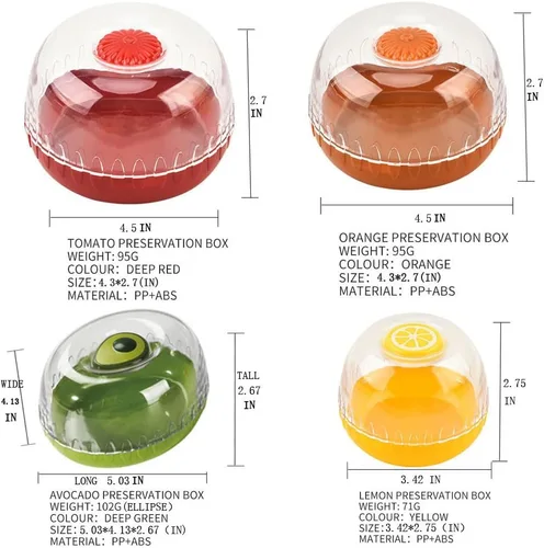 Miniatura 4 de Juego de 4 recipientes de frutas y verduras con tapa para refrigerador, recipiente de almacenamiento de cebolla, aguacate, protector de tomate