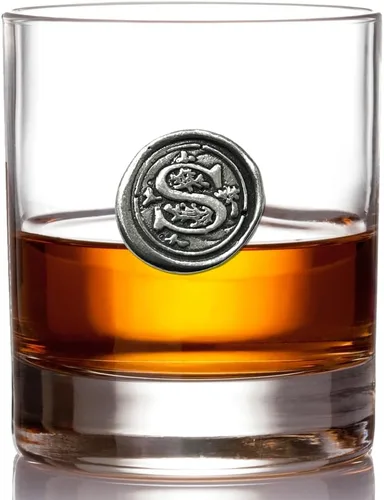English Pewter Company - Vaso de whisky antiguo de 11 onzas con inicial de monograma, regalos únicos para hombres, regalos personalizados con tu