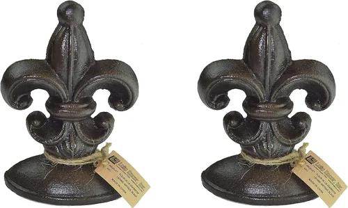 Miniatura 7 de Lulu Decor, Tope de puerta de flor de lis, hierro fundido, 2 libras, tope de puerta (blanco antiguo)