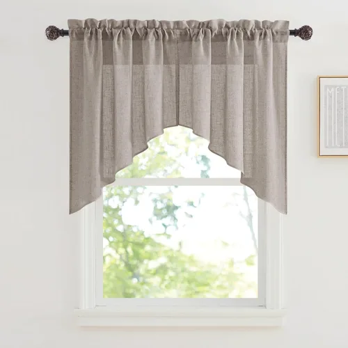 Miniatura 67 de RYB Home - Cortinas semitransparentes de lino Angora