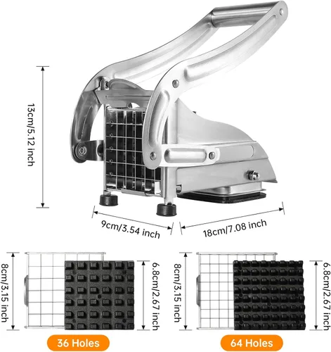 Miniatura 4 de REDANT Cortador profesional de papas fritas – Cortador de patatas de acero inoxidable con 2 cuchillas (1/2 y 1/3 pulgadas) y pies de succión