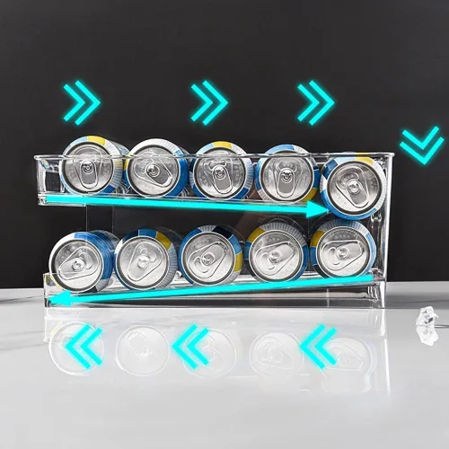 Miniatura 5 de OnDisplay FIFO Gravity - Organizador de latas de soda/cerveza para refrigerador, almacena hasta 12 latas en el refrigerador, solución
