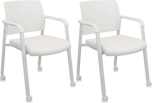 Miniatura 15 de CLATINA Juego de 2 sillas apilables con respaldo de malla con asiento de tela tapizado y soporte lumbar ergonómico para oficina, escuela, iglesia