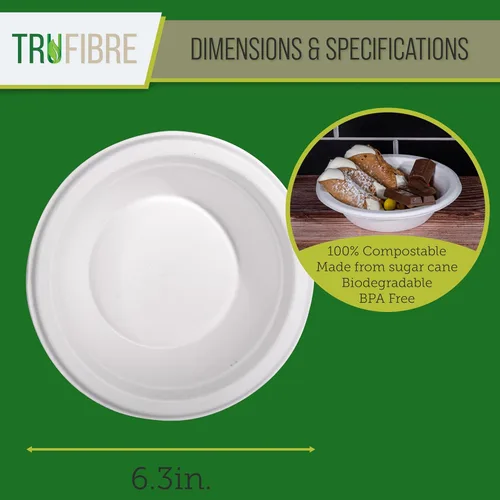 Miniatura 4 de Cuencos de papel de 12 onzas, paquete de 100 unidades, 100% compostable, resistente, ecológico, cuencos desechables biodegrables para cereales