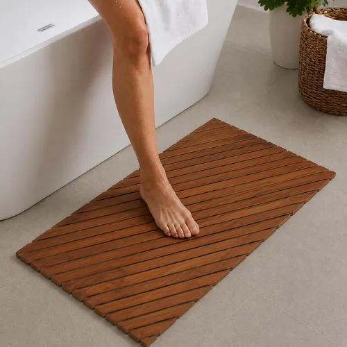 Miniatura 7 de Tapete de baño de teca - Tapete de ducha de baño - Alfombra de ducha de madera - Alfombra de ducha mate - Tapete de ducha de madera - Tapetes