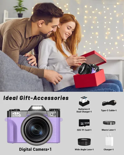Miniatura 2 de Actualización 2024 VJIANGER Cámara Digital para Fotografía y Videoblogs para YouTube con WiFi, Pantalla Giratoria de 180°, Zoom Digital 16X, Lente