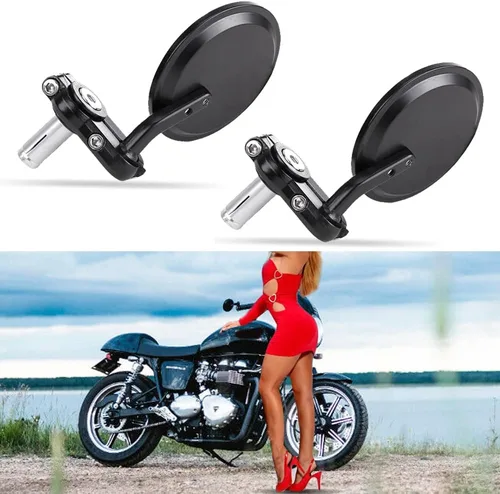 Miniatura 2 de 7/8 "0.866 in motocicleta retrovisores espejos retrovisores vista trasera manillar extremo negro se adapta a 250 390 690