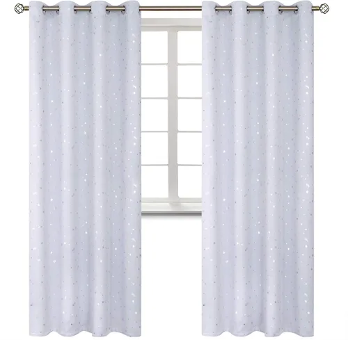 Miniatura 87 de BGment Cortinas opacas para dormitorio infantil, con aislamiento térmico, con ojales, estampado de estrellas plateadas, cortinas para oscurecer