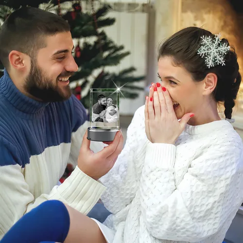 Miniatura 8 de Regalos de cumpleaños personalizados con foto de cristal 3D, regalos de cumpleaños para ella, él, mamá, mujeres, parejas, cristal grabado con láser