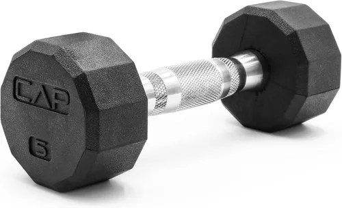 Miniatura 84 de CAP Barbell Peso de la mancuerna hexagonal recubierta, individual, 10-120 libras, múltiples opciones