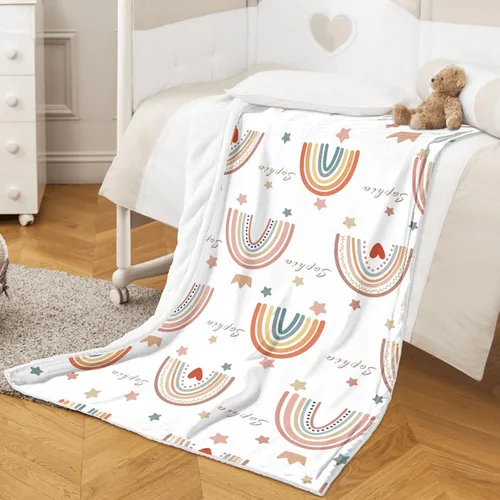 Miniatura 5 de Manta bohemia personalizada con nombre, manta de recepción personalizada para bebé, recién nacido, regalos de cumpleaños de Pascua para niños