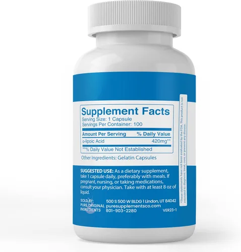 Miniatura 3 de Pure Original Ingredients Cápsulas de ácido alfa-lipoico, (100 cápsulas) siempre puras, sin aditivos ni rellenos, verificado por laboratorio