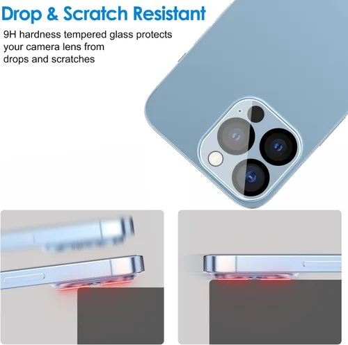 Miniatura 7 de JETech Protector de lente de cámara para iPhone 13 Pro Max de 6.7 pulgadas y iPhone 13 Pro de 6.1 pulgadas, vidrio templado 9H, transparente HD