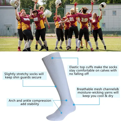 Miniatura 4 de Calcetines de béisbol, Unisex hasta la rodilla calcetines de fútbol adultos jóvenes softbol equipo deportes tubo calcetines 2612 pares