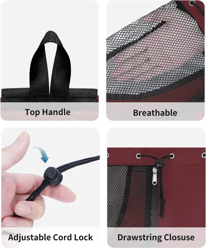 Miniatura 8 de WANDF Mochila de Malla con Cordón para Natación, con Bolsillo para Artículos Húmedos, para Natación, Gimnasio y Equipo de Entrenamiento Rojo