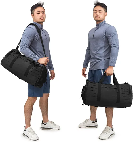 Miniatura 15 de QT&QY Bolsa táctica militar de 40 litros para hombre, bolsa de gimnasio, bolsa de viaje, bolsa de entrenamiento con compartimento para zapatos