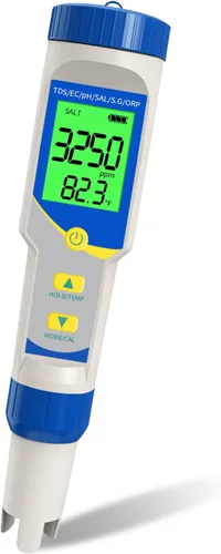 Medidor de sal de piscina pH y sal para piscina de agua salada, pH y salinidad, medidor digital 7 en 1 para piscinas, jacuzzis y spas de natación
