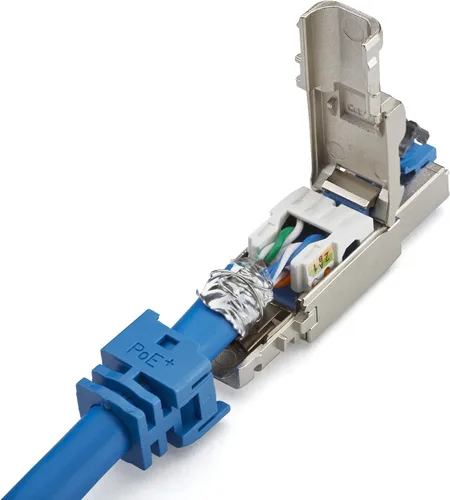 Miniatura 4 de TRUE CABLE Enchufe de terminación de campo sin herramientas Cat6A, STP blindado, PoE++ 4PPoE, sin herramientas, conector modular RJ45, 10Gb
