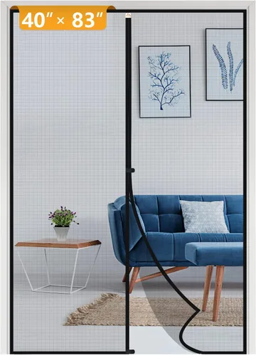 Miniatura 74 de Yotache - Puerta mosquitera magnética estrecha para puerta de 26 x 78 pulgadas, tamaño de malla de 28 x 79 pulgadas, malla de fibra de vidrio Negro