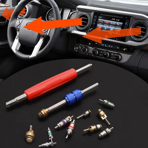 Miniatura 4 de Taiss Kit de accesorios de núcleo de válvula de aire acondicionado de coche, 102 Uds., con herramienta de extracción de núcleo de válvula, R12