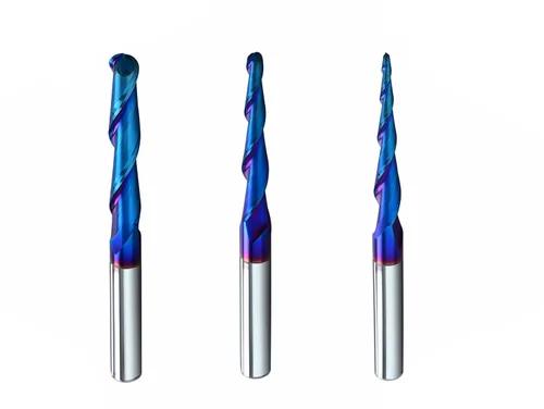 Miniatura 12 de 2 piezas de punta de bola de 1 grado cortador fresadora CNC fresadora espiral herramienta de fresado con revestimiento azul nano 1/8 diámetro