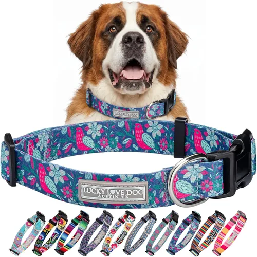Miniatura 68 de Lucky Love Dog - Collar para perras pequeñas, diseño Blackbird de estampado alegre con flores de primavera y verano, talla XS