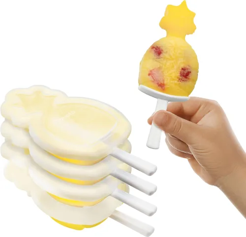 Miniatura 12 de Tovolo Molde para paletas de sandía, paquete de 4 moldes apilables de silicona para paletas con protectores de goteo para niños, molde de sandía