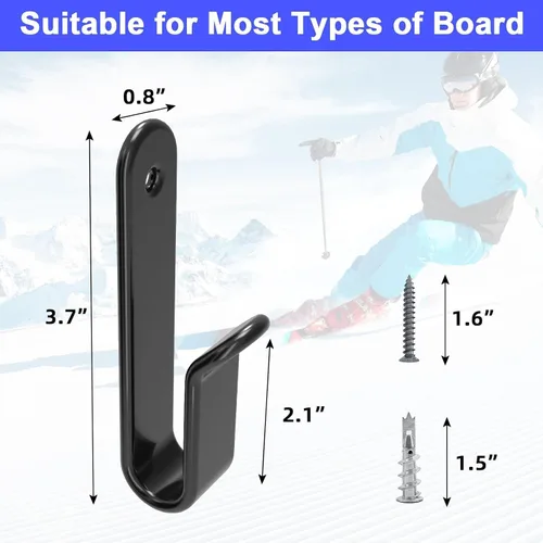 Miniatura 2 de Horizontal Snowboard Wall Mount Clips Snowboard Wall Rack Snowboard Mount Storage Snowboard Display Wall Mount for Room, Garage