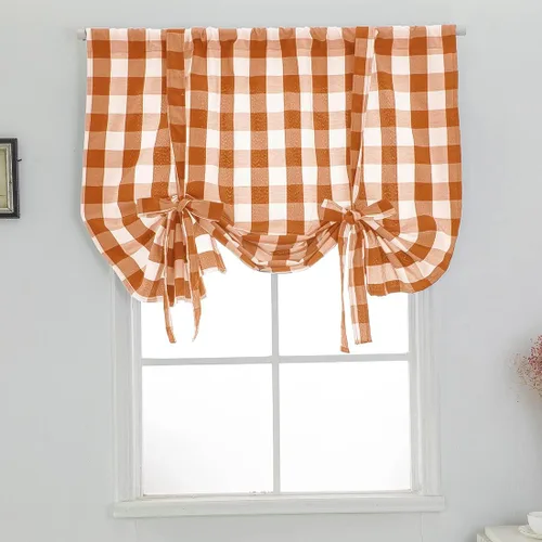 Miniatura 12 de vctops Cortinas entramadas de Navidad en negro y blanco estilo búfalo con función de amarras, estilo granja, térmicas, aislantes, para ventanas