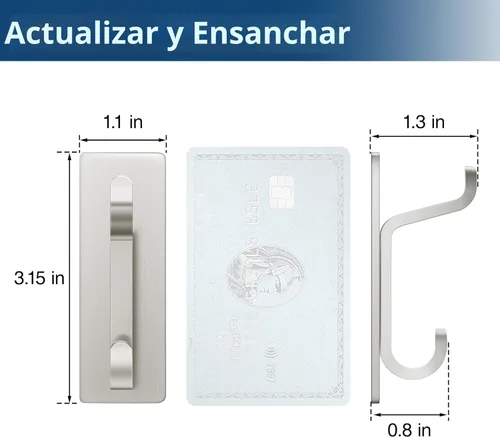 Miniatura 4 de pickpiff Ganchos de pared para abrigo y toalla: 13LB fuerte adhesivo para colgar puerta, níquel cepillado