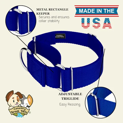 Miniatura 8 de Country Brook Design - Collar ancho para perro, ajustable para razas grandes - Collar de perro de nailon sólido Martingala