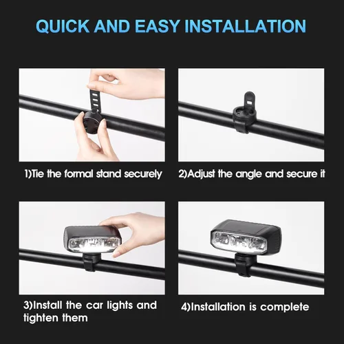 Miniatura 7 de Barra de luz LED súper brillante para bicicleta eléctrica – 1200 lúmenes con luz alta/baja, 5 modos, USB-C recargable, montaje universal para Negro