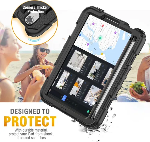 Miniatura 7 de HXCASEAC Funda para iPad mini 7 (A17 Pro)/iPad mini 6 de 8.3 pulgadas, protección de cuerpo completo con correa de transporte, correa de mano
