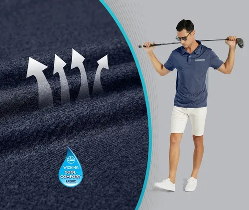Miniatura 59 de V VALANCH Polo de golf de manga corta para hombre, estilo casual, con cuello que absorbe la humedad