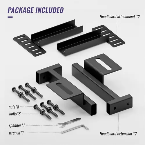 Miniatura 8 de Soportes ajustables para cabecero – Soportes de montaje en pared de metal para cabecero con kit de extensión de estribo para cama individual