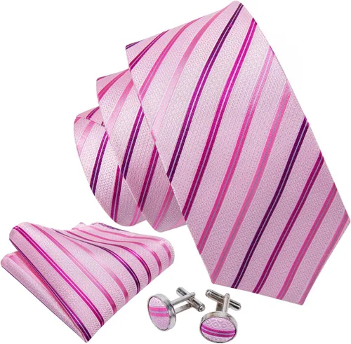 Miniatura 24 de Barry.Wang Juego de corbatas para hombre, corbata de seda a rayas, tejido a cuadros, gemelos formales, negocios, boda